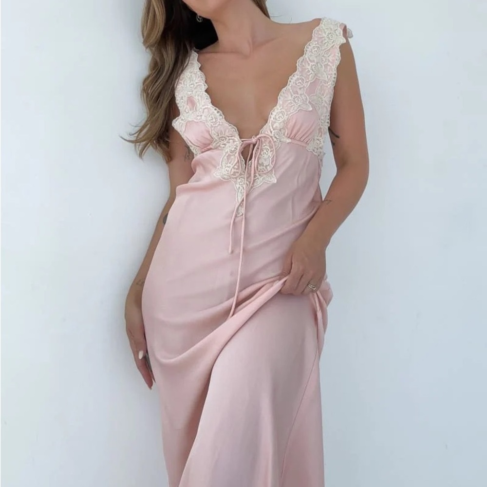 Rumours Pink Lace Silk Dress